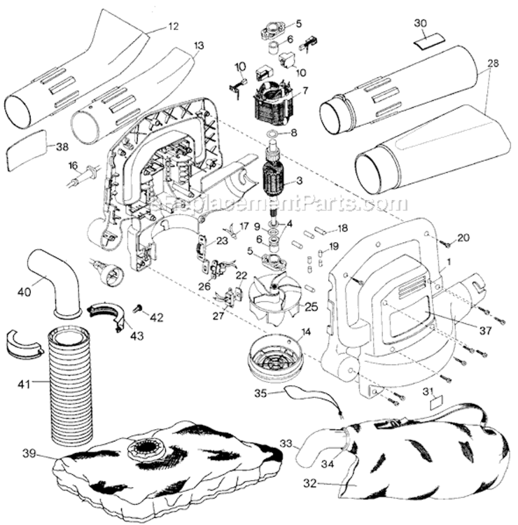 Page A Diagram and Parts List for BV500 Type 3 Black and Decker Leaf Blower / Vacuum